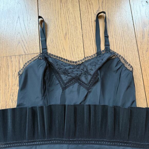 Barbizon Slip/Dress Black Babydoll Black Eyelet Lace 1950s Dark Whimsy Goth XS - Picture 8 of 12